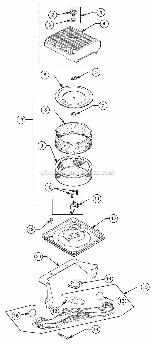 Air Intake And Filtration Plastic Diagram and Parts List for 2186 13A-288L100, 13B-288M100 Cub Cadet Lawn Tractor